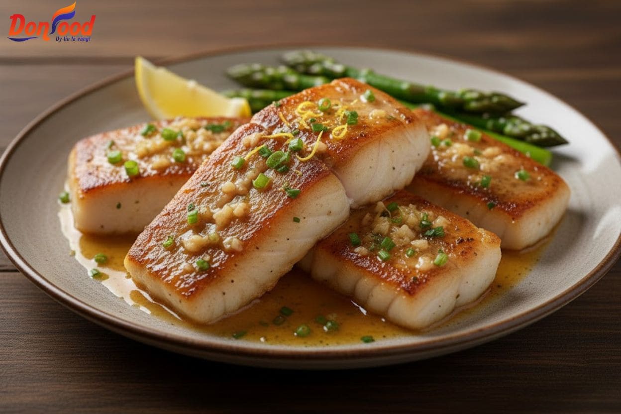 Cá tuyết DonFood sốt bơ tỏi béo thơm món Âu cao cấp