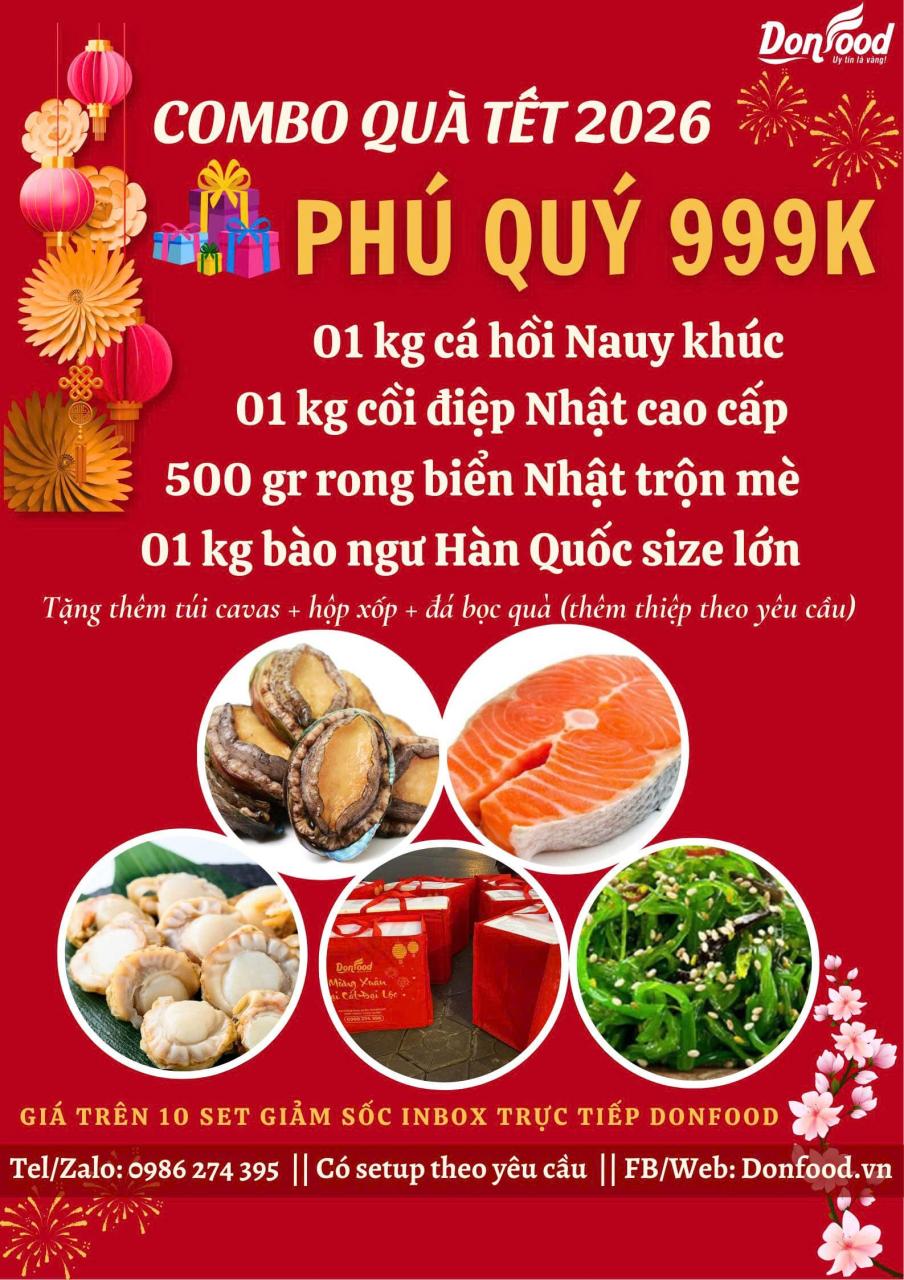 Set quà Tết doanh nghiệp Phú Quý 999k gồm cá hồi bào ngư cồi điệp