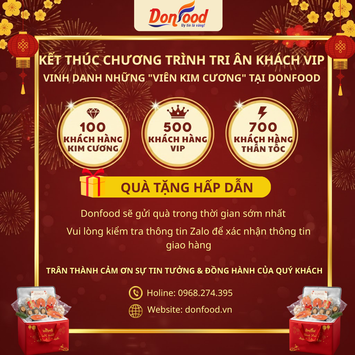 Donfood vinh danh hơn 1000 khách hàng Kim Cương