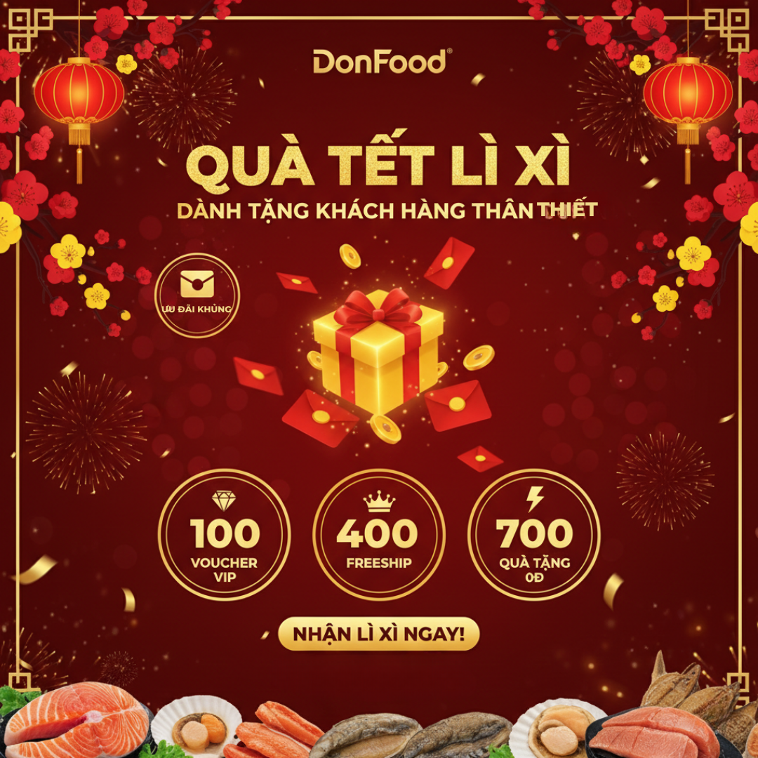 Hướng dẫn nhận quà và cam kết chất lượng hải sản nhập khẩu chính ngạch.