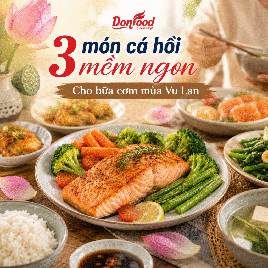 Cá hồi Na Uy phi lê cho bữa cơm gia đình mùa Vu Lan