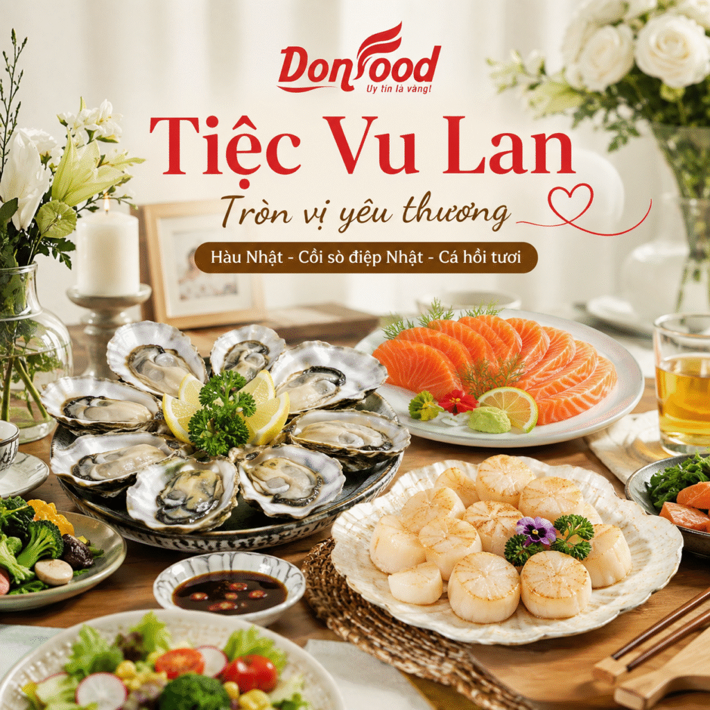 Thực đơn tiệc Vu Lan với hàu Nhật và cồi sò điệp Nhật